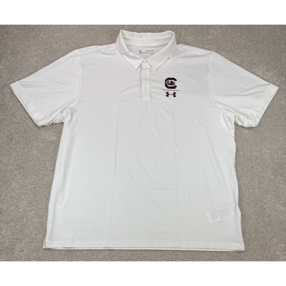 Under Armour HeatGear South Carolina Gamecocks 3XL White Loose Polo Shirt NWOT